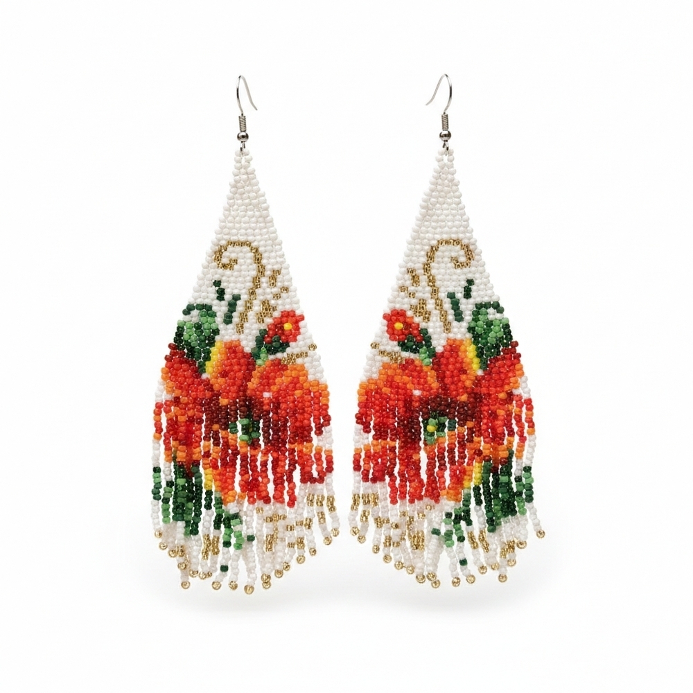 🆕️ Large Vibrant Floral Beaded Earrings